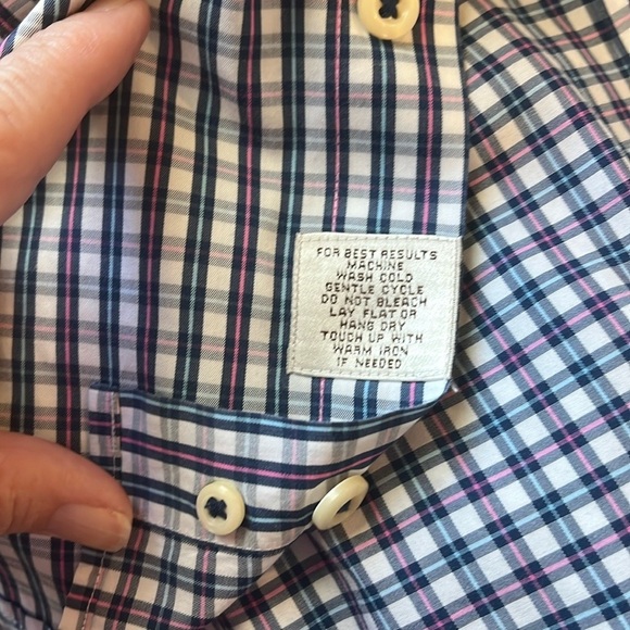 Peter Millar Seaside Finish Long Sleeve Casual Button plaid blue pink Sz Large - Picture 8 of 11